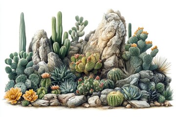 Stunning Desert Cactus Garden: Agave, Succulents, and Prickly Pear