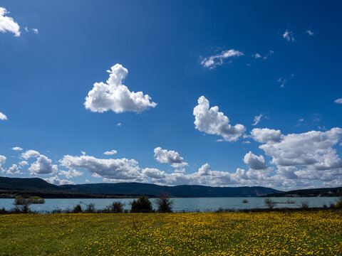 Photo of the Yesa reservoir in Zaragoza. Aragon. Spain