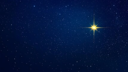  starry night sky with a bright North Star guiding the way, copy space