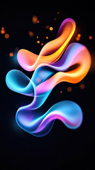 Obraz premium Vibrant neon swirls on a black backdrop