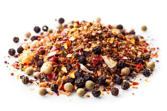 BBQ Seasoning. Pile of Spices Mix on White Background, Isolated. Pepper Spice Bar-B-Q Flavor