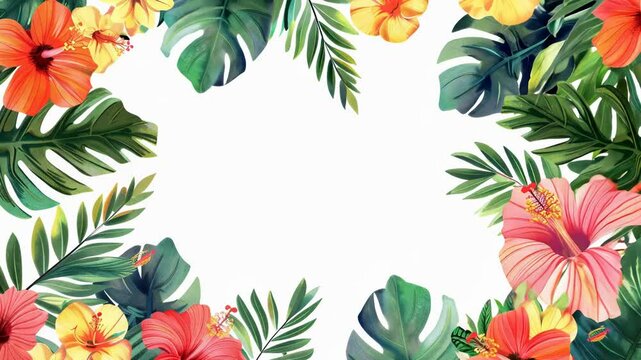 A frame of tropical flowers