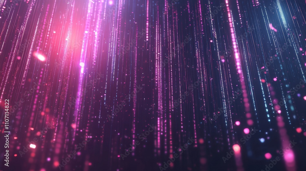 Poster a futuristic digital background with a digital matrix effect, featuring a rain of code and glowing l