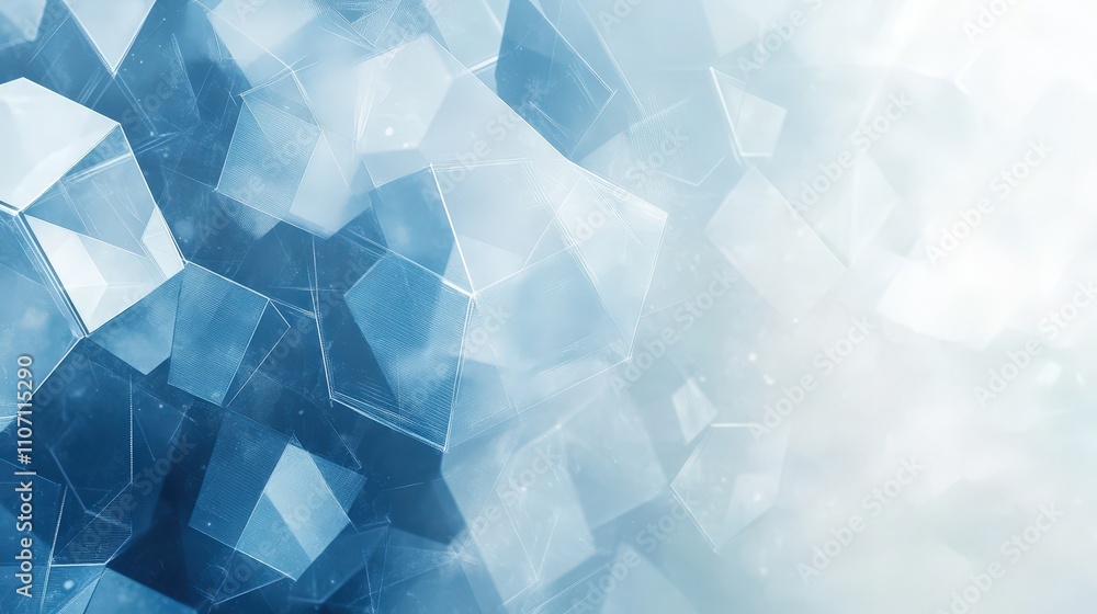 Poster a geometric digital background with hexagonal patterns and subtle glowing accents in shades of blue.