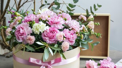 Mother's Day Gift Carnations - A Heartfelt and Colorful Floral Tribute. The vibrant carnations symbolize love and appreciation on this special occasion.