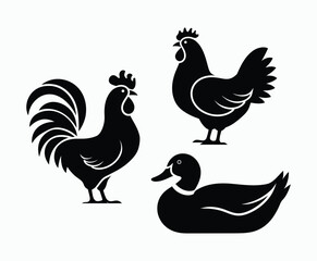 Obraz premium Professional Poultry Silhouette Collection Vector Template for Branding