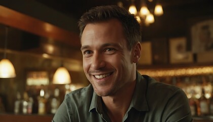 Fototapeta premium Portrait of Handsome man in coffee shop