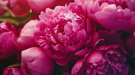 Obraz premium Vibrant large bouquet of bright magenta peonies close-up with lush petals and rich colors