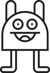 Cute Monster Character Line Art
