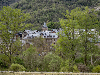 View of the municipality of Plan in Huesca. Aragonese Pyrenees. Spain