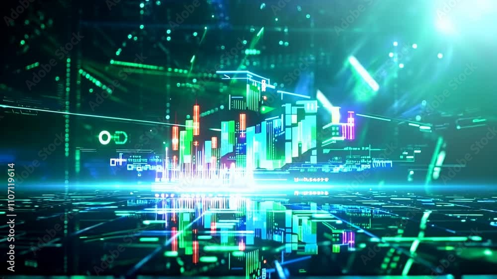 Poster vibrant digital wallet interface showcasing cryptocurrency balance with colorful graphs, data visual