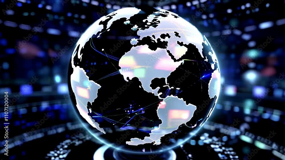 Aufkleber virtual globe showcasing interconnected data nodes in digital space, highlighting global data stream