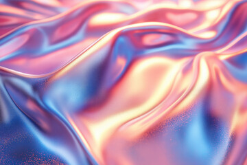 Fototapeta premium Vibrant silk fabric waves shimmering under soft light creating a dreamy atmosphere. Generative AI
