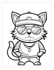 Hip Hop Cat Coloring Pages