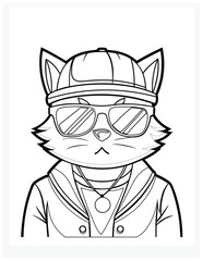 Hip Hop Cat Coloring Pages