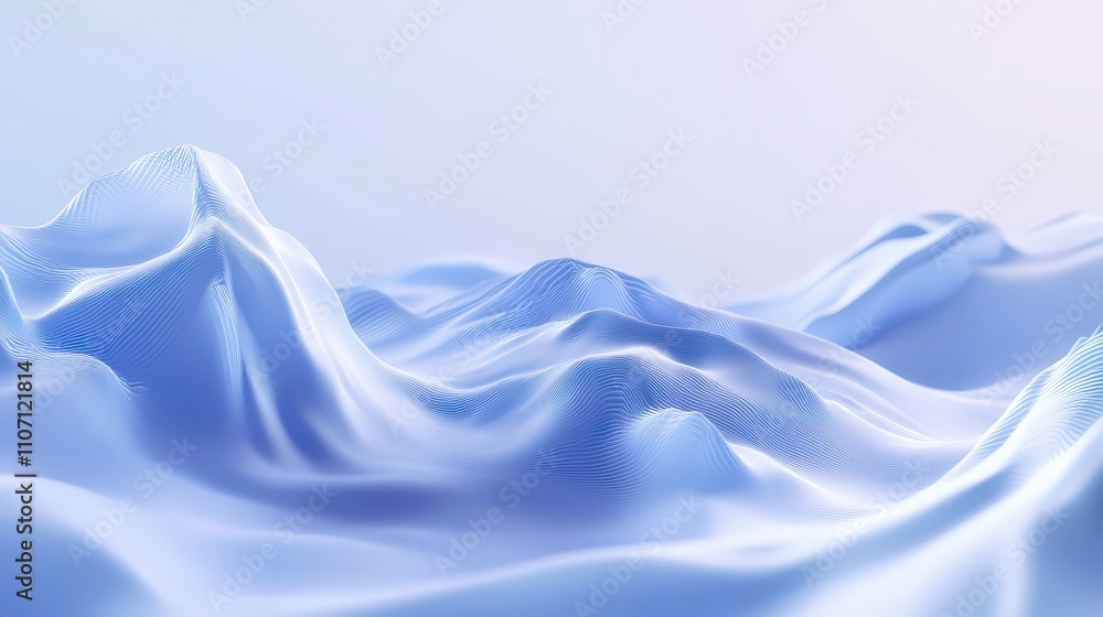 Poster a minimalistic digital background with a light gradient of blue, featuring soft, flowing lines that 