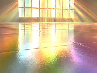 Colorful light reflections on polished floor indoor space abstract photography bright environment artistic viewpoint visual harmony