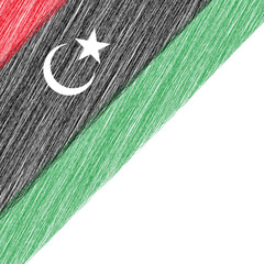 Libya Independence Day December 24. Scribble style Libya flag vector background. Poster, card, banner. Copy space.