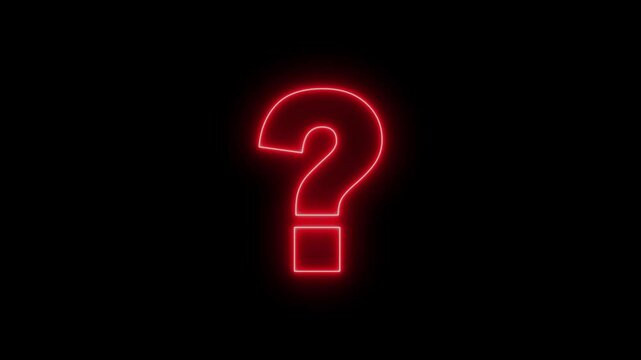 Neon Question mark icon animation. Question concept on black background. Abstract neon question mark icon animation.
