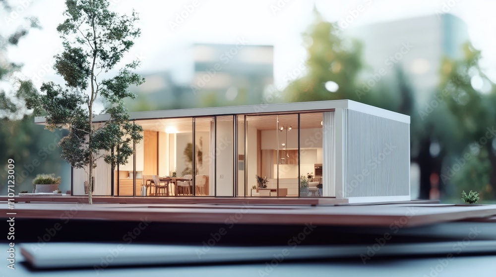Poster a modular house model with easily expandable sections, allowing for future additions or custom layou