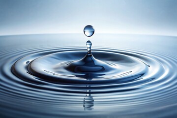 A droplet falls onto the water, creating gentle ripples that radiate outward, capturing a moment of calm and simplicity in minimalist photography.