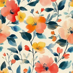 Abstract flower blooming design. Pattern with floral seamless. Grunge textured abstract art vector with flower and plants in watercolor style.