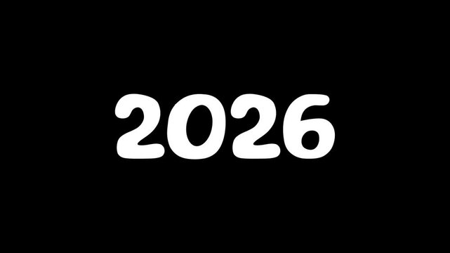 2026 YEAR text on black background. hew year.