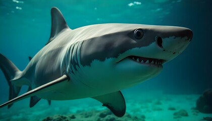 Obraz premium Great water shark swimming through clear sea water