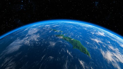 Fototapeta premium Stunning View of Earth from Space with Blue Oceans and Green Landmasses