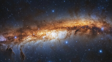stunning cosmic display of galaxy with bright stars and dust
