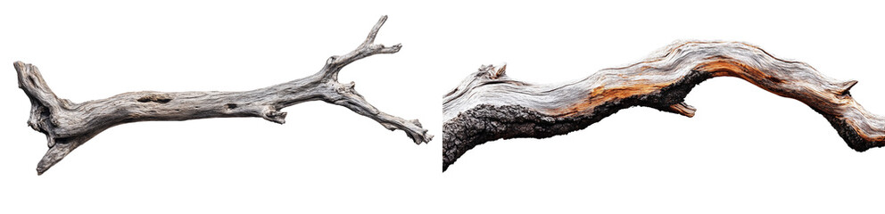 Fototapeta premium set of a driftwood branch isolated on a transparent background