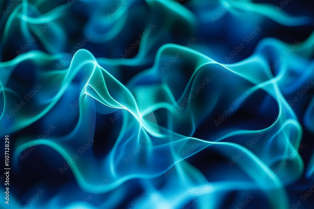 Poster abstract glowing grid texture, intricate neon green and blue geometric lines forming dynamic motion,