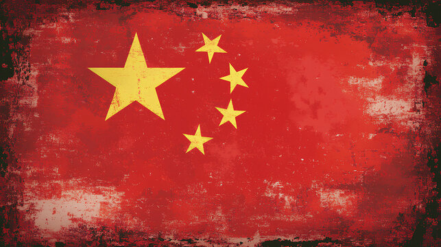 Chinese flag with a stock market chart, finance, economy and growth data