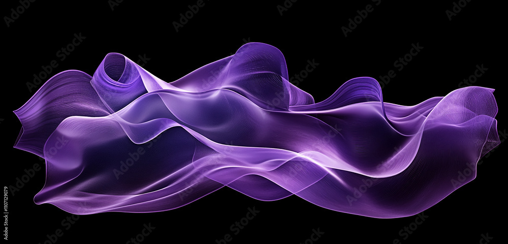 Aufkleber fluid purple fabric swirls gracefully against a dark background creating an ethereal visual effect
