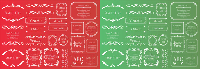 クリスマスモチーフのフレームデザインセット。ゴージャスでエレガントなデザイン素材
