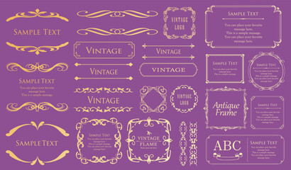 クリスマスモチーフのフレームデザインセット。ゴージャスでエレガントなデザイン素材
