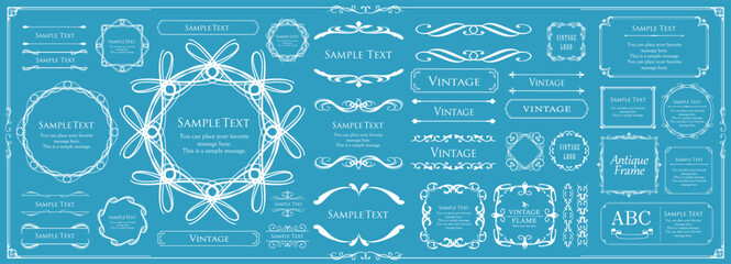 クリスマスモチーフのフレームデザインセット。ゴージャスでエレガントなデザイン素材
