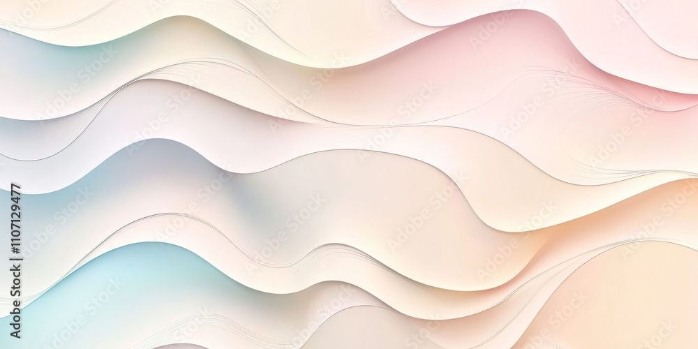 Poster a minimalist abstract design with wavy lines in soothing pastel colors. the clean and modern style i