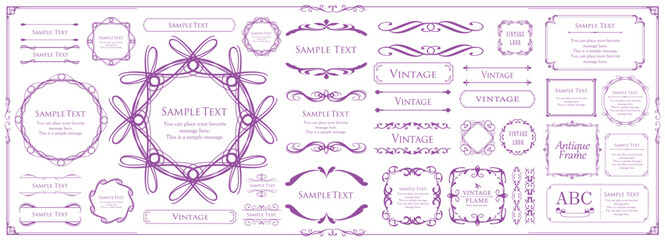 クリスマスモチーフのフレームデザインセット。ゴージャスでエレガントなデザイン素材
