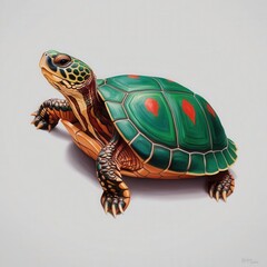 Obraz premium Colorful turtle on a white isolated background.