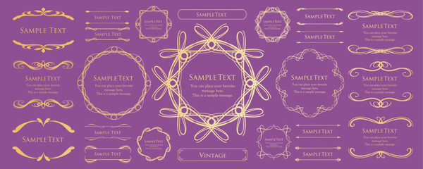 クリスマスモチーフのフレームデザインセット。ゴージャスでエレガントなデザイン素材
