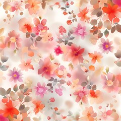 A delightful scattering of dainty flowers and leaves in bright and soft hues, creating a cheerful and refreshing visual. 8k UHD, suitable for high-quality printing or digital display. 