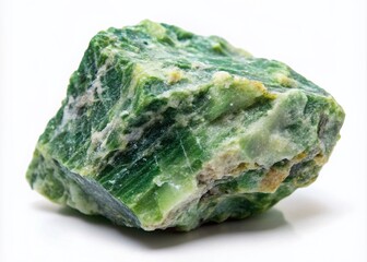 Stunning Raw Serpentine Mineral Rock Specimen Isolated on White Background for Natural History and Geological Displays, Ideal for Educational and Decorative Purposes