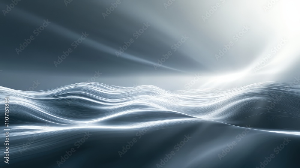 Poster a subtle digital background with light rays, waves, and a smooth gradient.