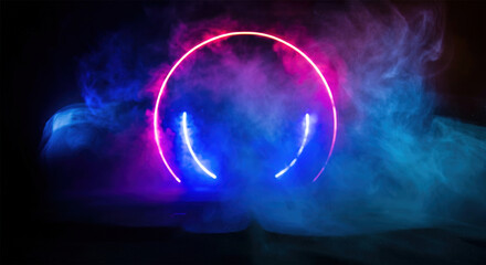 Vibrant neon light streaks create a dynamic techno atmosphere