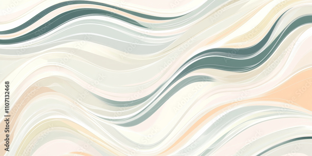 Poster a minimalist abstract design with wavy lines in soothing pastel colors. the clean and modern style i