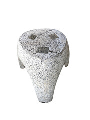 Marble chair isolated with clipping paths on white background in vintage style