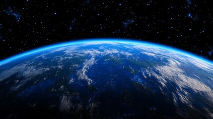 Obraz premium Stunning View of Earth from Space with Blue Atmosphere