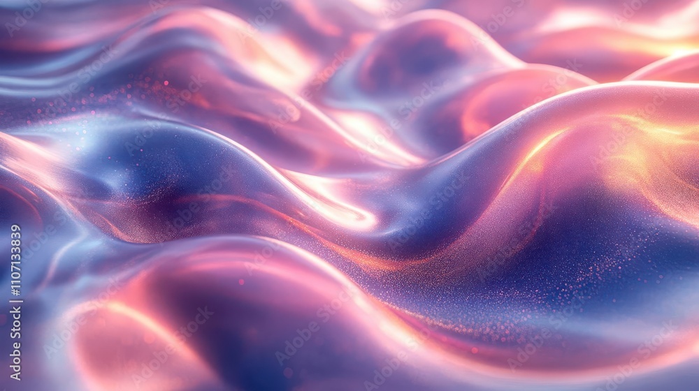 Poster a captivating abstract image of flowing waves in vibrant shades of pink and blue, creating a sense o