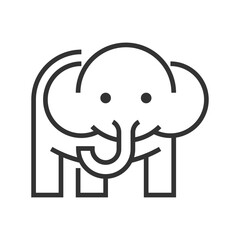 Elephant logo or icon, in bold line art style